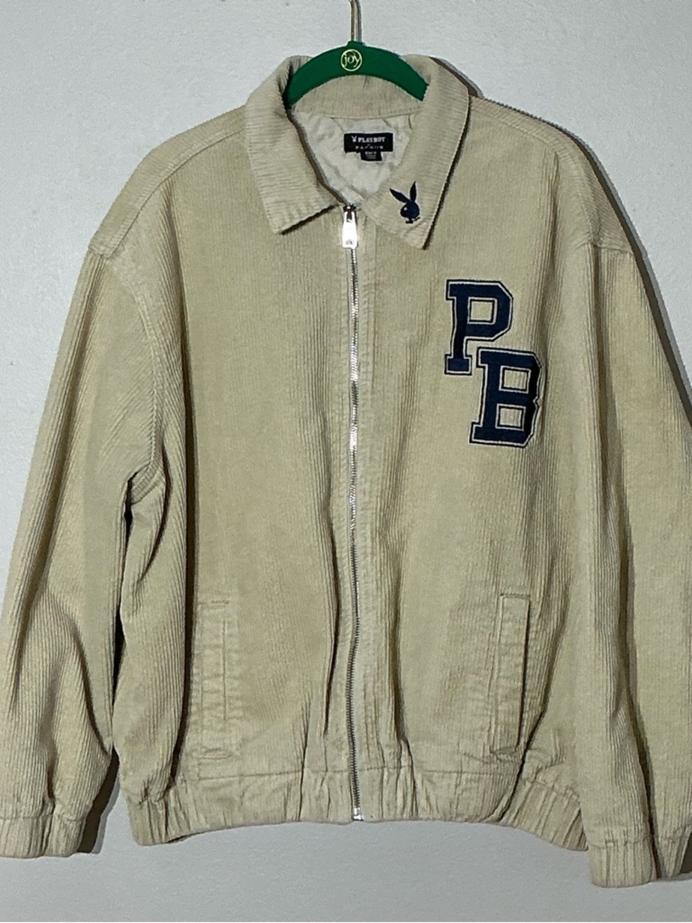 PLAYBOY by Pacsun Cream Corduroy Full Zip Jacket Vintage